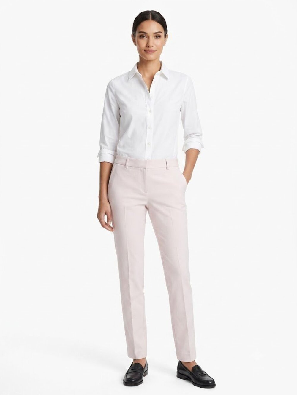NWT Theory Izelle in Powder Pink Regent Crepe Stretch Straight Ankle Pants 6
